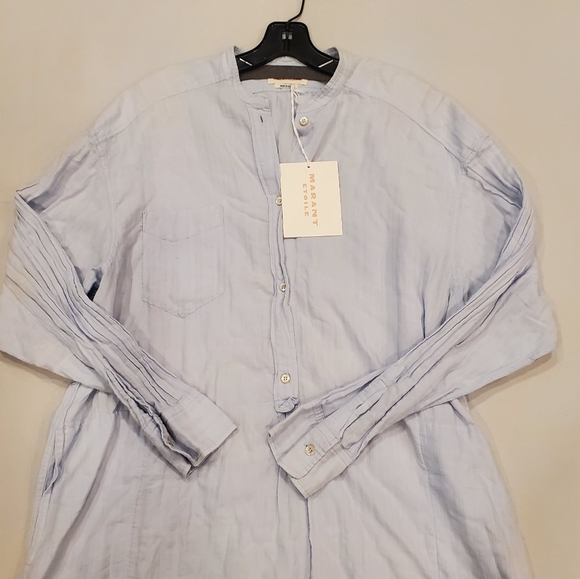 NWT$395 Isabel Marant Etoile Mock Neck Shirt Dress Tonal Stripe Tunic 36 (4) S-M - Picture 7 of 16